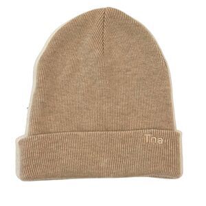 TNA Ribbed Tan Wool Knit Cap Cuffed Beanie One Size